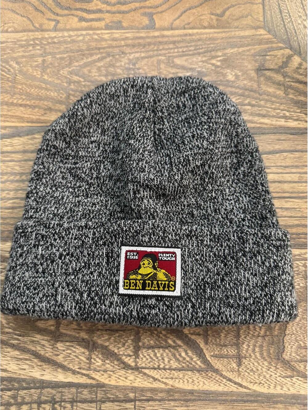 Ben Davis Beanie Knit Hat Men's One Size Heather Grey Cuffed Workwear Streetwear